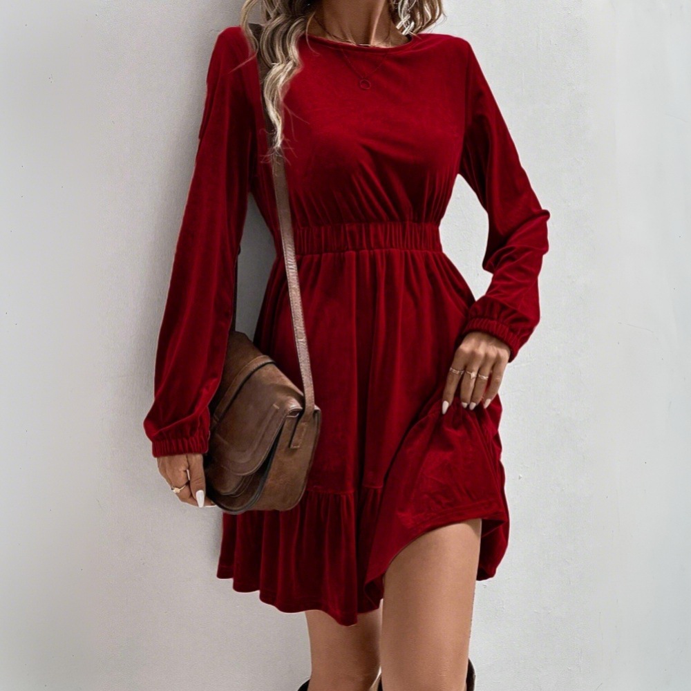 European American Style Velvet - Midi Dress ulasan dan harga