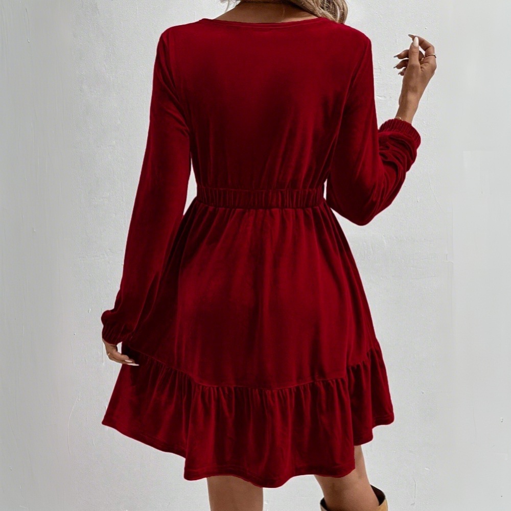 European American Style Velvet - Midi Dress ulasan dan harga