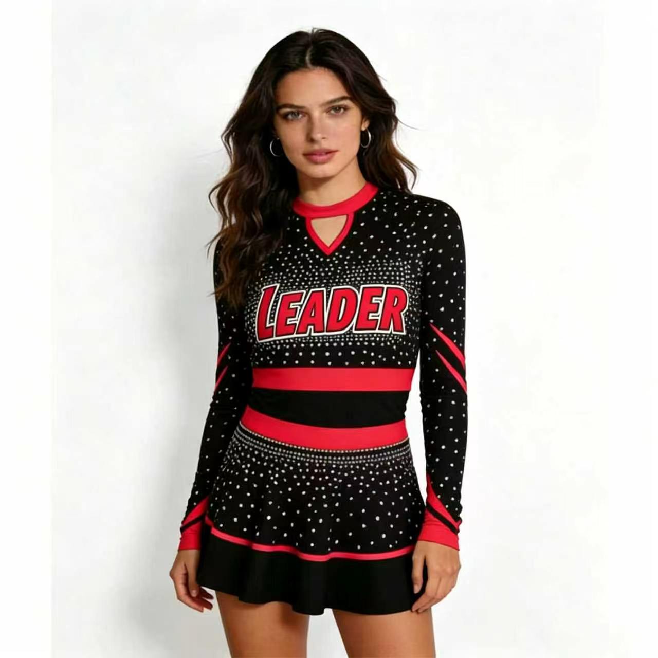 Sparkly Rhinestone Cheerleadin - Women'S Red Formal Wear ulasan dan harga