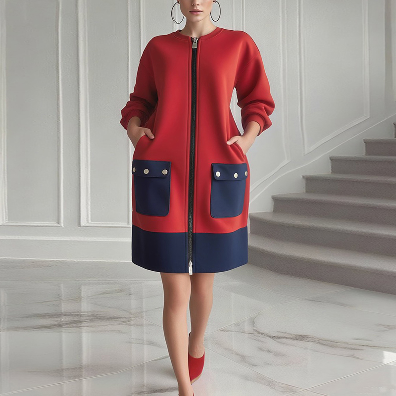 Modigirl Contrast Color Long S - Women'S Red Formal Wear ulasan dan harga