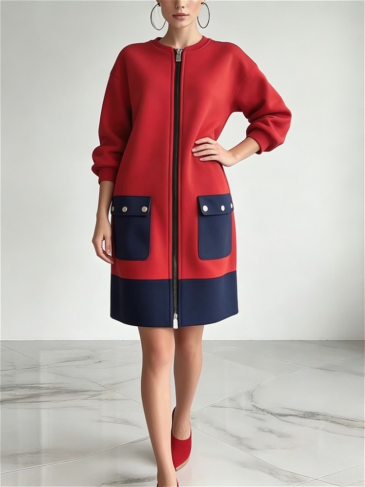 Modigirl Contrast Color Long S - Women'S Red Formal Wear ulasan dan harga