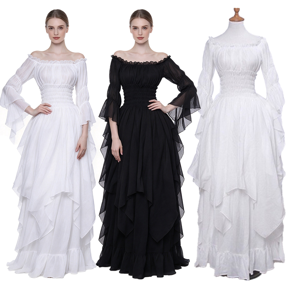 Medieval Dress Retro Off-The-S - Lace Dress ulasan dan harga